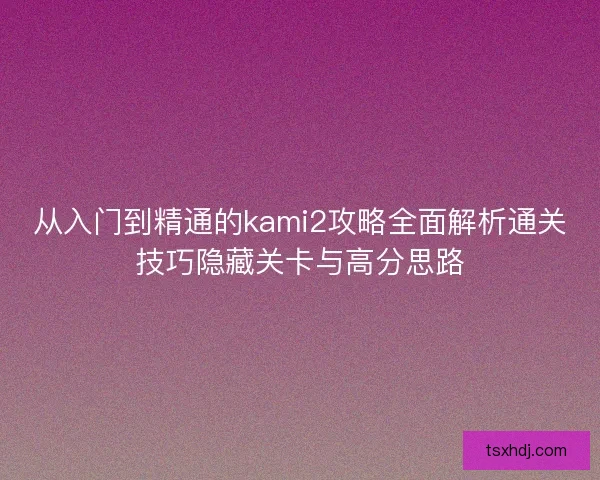 从入门到精通的kami2攻略全面解析通关技巧隐藏关卡与高分思路