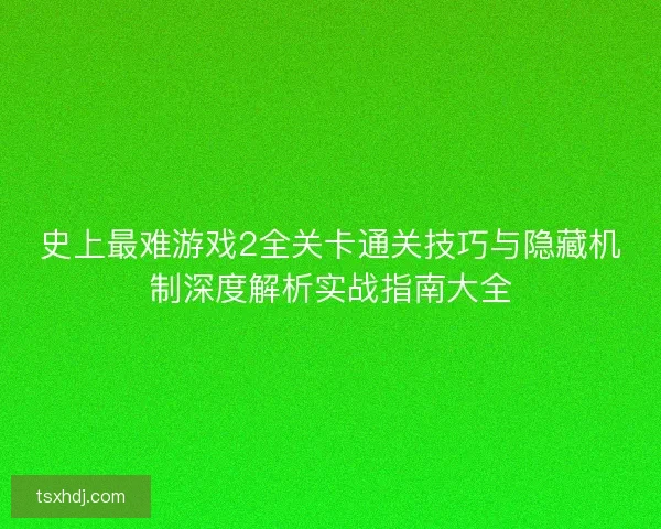 史上最难游戏2全关卡通关技巧与隐藏机制深度解析实战指南大全